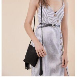 Urban Outfitters suede fringe crossbody purse | black